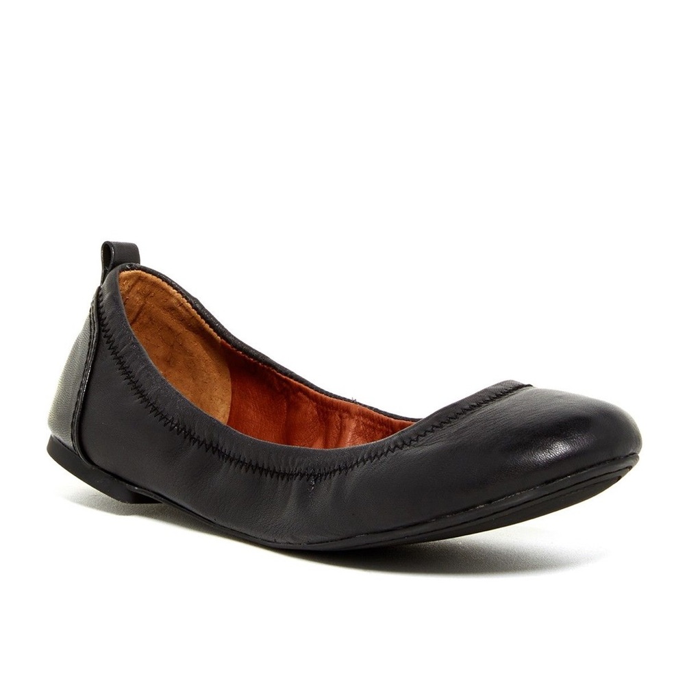 Lucky Brand Black Leather Eleesia Flat Size 9.5